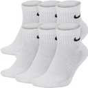 NIKE Everyday Performance Training Socks (6-Pair) (M (Men's 6-8 / Women's 6-10), Ankle(Quarter) White)