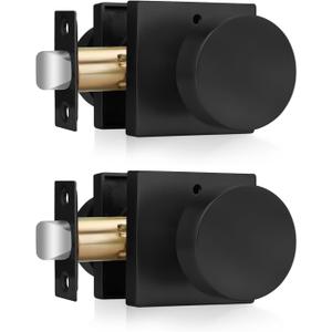Haidms Matte Black Door Knobs Interior Privacy, Heavy Duty Square Black Interior Door Knobs for Bedroom, Zinc Alloy Privacy Door Knob Bathroom (2 Pack)