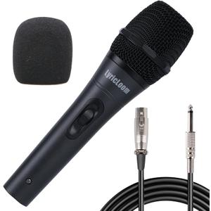 LyricLoom Professional Wired Microphone for Karaoke Singing, Metal Handheld Vocal Dynamic Microphone, Mic with 16.4ft Cable and Switch, Corded Microphone for Speaker, Amplifier and Singer