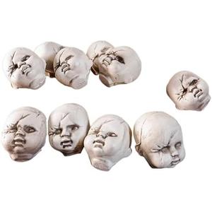9Pcs Halloween Baby Doll Head Plastic Skeleton Head Decor Skull Statues for Party Supplies DIY Home Decorations