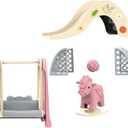 Family Dollhouse Accessories — Mini Playground Set with Swing & Slide, Rocking Horse, Soccer Goals, Screen-Free Add-On — Miniature Dollhouse Playset for Ages 3+