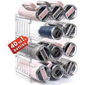 Gracenal Water Bottle Organizer for Stanley 40 oz Tumbler with Handle, Patented Pantry Kitchen Organizers and Storage for Stanley Cup Accessories, Stackable Water Bottle Holder Wine Rack Gifts, 4Pack