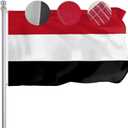 Yemen Yemeni Flag Outdoor 3x5 Ft, Double Sided 210D Nylon Yemeni National Flags, Sewn Stripes 4 Rows Stitching Yemen Country Flag with Brass Grommets for Outside