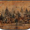 Demissle Fireplace Hearth Rug Fireplace Mats Cabin Southwestern Fireproof Fire Resistant Rug for Wood Stove Floor for Kitchen Indoor Outdoor(Forest Deer,27 x 48 Inch)