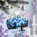 Stained Glass Ornament, Christmas Ornaments, Christmas Decorations for Tree, Holiday Ornament, Gifts for Skiers, Holiday Party Gifts, Gift Ideas & Xmas Gift - Snowy Mountain