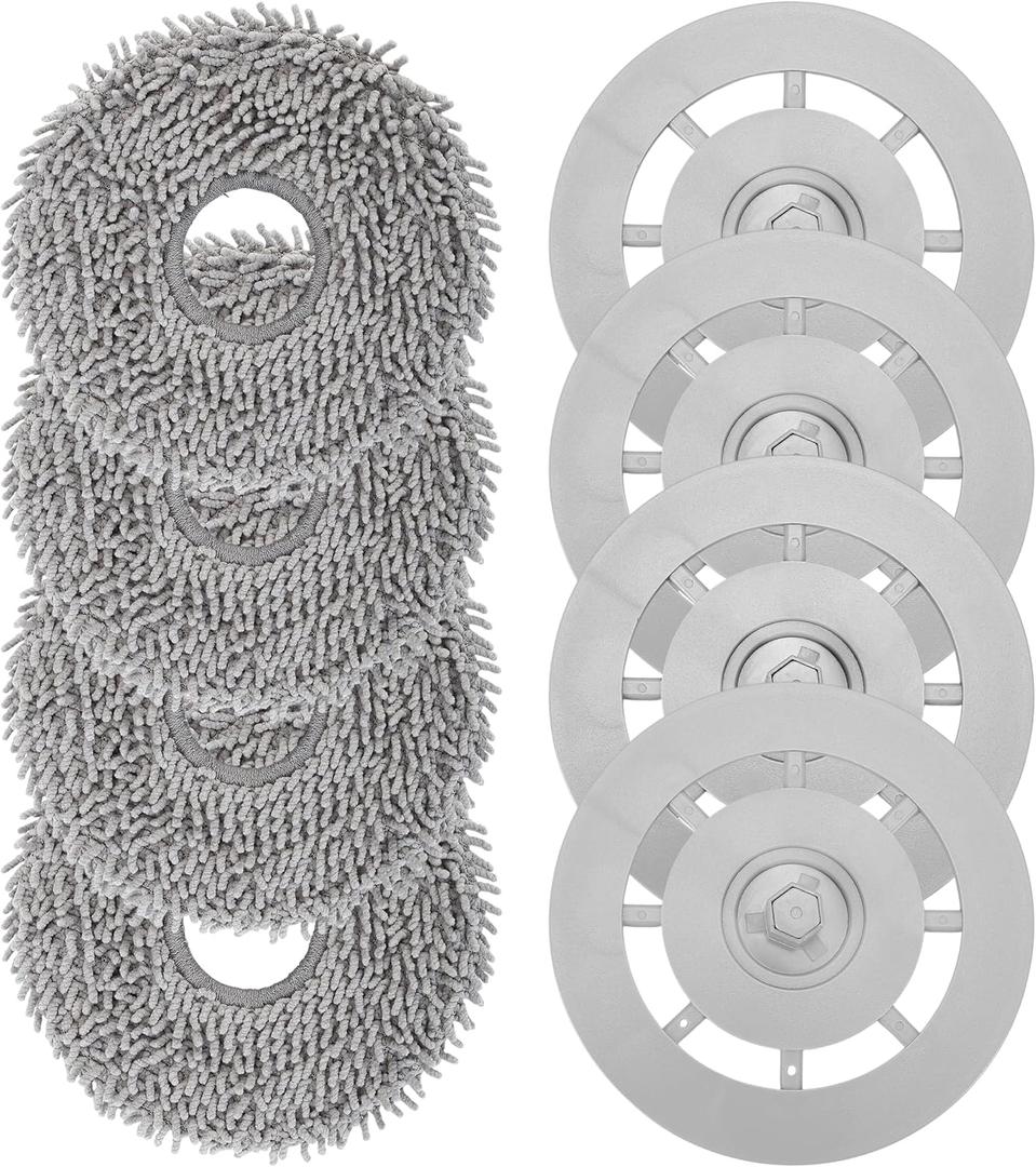 8Pcs Microfiber Mop Cloth & Mop Tray Compatible with Roborock Q Revo Vacuum Cleaner, Washable Mop Pad Replacement Accessories Cloth Holder Mount Spare Parts