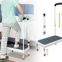 Medical Step Stool with Handle Elderly Adults Bed Steps for High Beds Rails Adjustable Assist Bar Heavy Duty Stepping Stool Metal Wide Step Platform Seniors Handicap Bed Side Foot Stool with Handrail