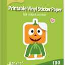 Lzerking Printable Vinyl Sticker Paper for Inkjet Printer 100 Sheets Matte White Waterproof 8.5x11 Inches