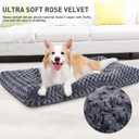KSIIA Washable Dog Bed Deluxe Plush Dog Crate Beds Comfy Kennel Pad Anti-Slip Pet Sleeping Mat for Large, Jumbo, Medium, Small Dogs Breeds, 35" x 23", Dark Grey