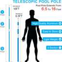 BLIKA 16FT Blue Aluminum Telescopic Swimming Pool Pole, 1.30mm Thickness, Pool Pole Telescopic, Professional Pool Poles for Skimmer Net,Brush,Vacuum Head