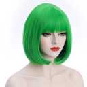 Green Wigs for Women St Patricks Day Short Green Bob Wig with Bangs Natural Soft Wig