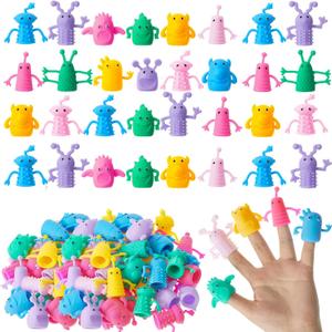Junkin 40pcs Cute Monster Finger Puppet Toys Set - Soft Stretchy Fidget Toys, Rubber Mini Finger Dolls for Role Playing Birthday Kids Party Favors, 9 Random Styles (Cute)