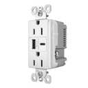 Radiant USB Plugs for Wall Outlet, 15 Amp, Tamper-Resistant and Ultra-Fast USB A and USB C Outlet plug, with standard three-prong, White, Manufactured by Legrand