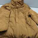 Fazortev Women's Long Puffer Jacket Stand Collar Zip Baggy Down Coats with Side Pockets Outwear (Large, Brown)