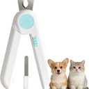 Dog/Cat Nail Clippers with Light - Safe Trimming for Cats & Dogs, Illuminates Quick to Prevent Overcutting, Includes Nail File for Thick Nails (Blue)