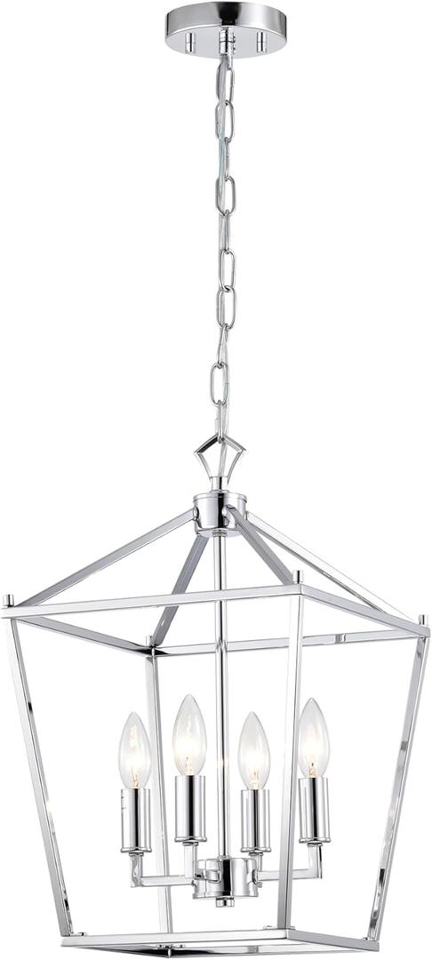 Warehouse of Tiffany Buelex Lamp Post Lantern Style Iron Chandelier - 12in - Chrome