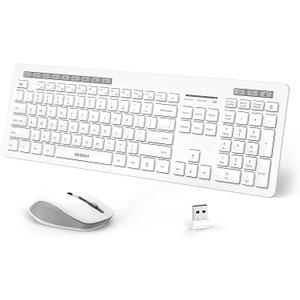 seenda Wireless Keyboard and Mouse Combo, 2.4GHz Cordless Quiet Keyboard Mouse with USB Receiver, Full Size Cute White Combo, Compatible for Windows Laptop Computer Desktop PC, White