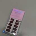 BTArtbox Press on Nails Short Square - Dark Red Nails with Glossy French Tips in a Matte Finish, Soft Gel Fake Nails Glue On Nails in 16 Sizes, Cozy Cocoa