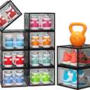 StorBin 10 Pack Shoe Organizer, Stackable Shoe Box with Magnetic Door, Foldable Space-Saving Shoe Storage for Closet, Entryway, Under Bed, Durable Shoe Cabinet & Rack