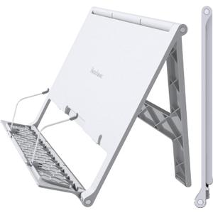 Readaeer Portable Book Stand Free Angle Adjustable Book Holder for Thick Textbook Collapsible Lightweight Book Rest (White)