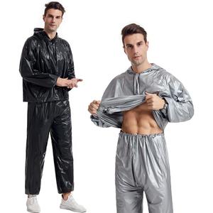 DawnBreak Sauna Sweat Suit for Women/Men with Hoodie Zipper Weight Loss Fitness Exercise Gym Workout Suit Top Pants (Large, Black)