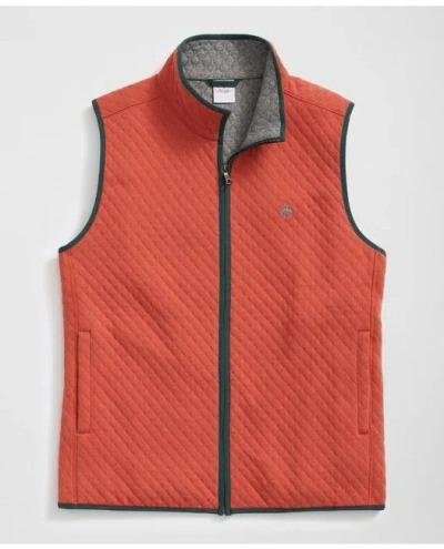 Diamond-quilted Zip Vest In Cotton Blend In Orange/Grey, Large