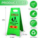 XPCARE 24 Inches Kids Playing Sign for Street, 3PACK Green Children at Play Safety Sign with Reflective Tapes,Caution Slow Down for Street,Kids and Pets at Play Warning Signs