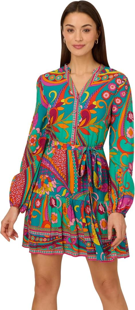 Adrianna Papell Printed Short Dress, Size 6