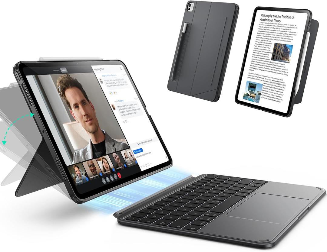 ESR for iPad Pro 11" (M4) 2024 Case with Keyboard, Magnetic Detachable Keyboard, Portrait/Landscape Modes, Large Click-Anywhere Trackpad, Backlit Keys, Shift Series, Gray