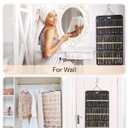 BAGSMART Hanging Jewelry Organizer Storage Roll with Hanger Metal Hooks Double-Sided Jewelry Holder for Earrings, Necklaces, Rings on Closet, Wall, Door, 1 piece, Extra Large, Black