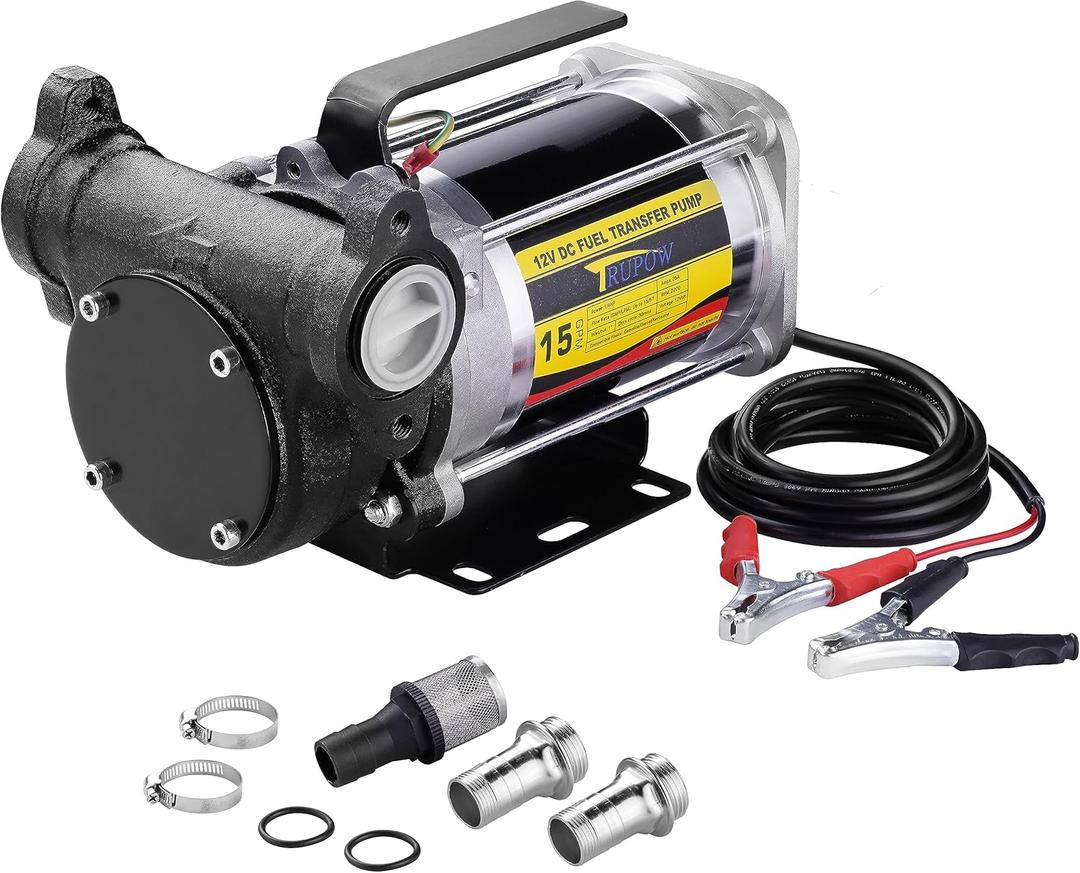 12V DC 15GPM Self-priming Heavy-duty Gasoline Fuel Oil Transfer Pump with Explosion-proof for Gasoline Diesel Kerosene & More