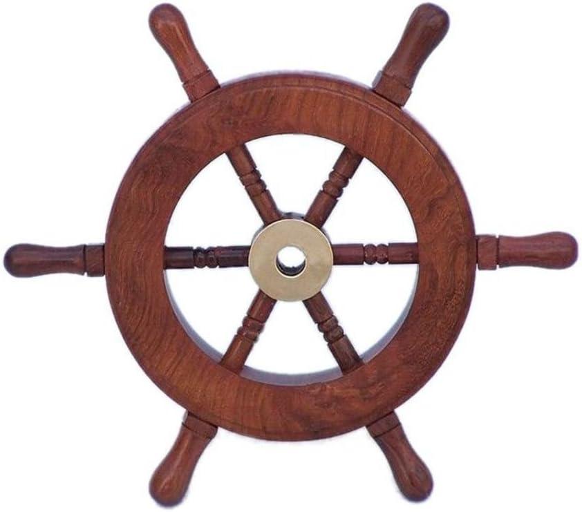 Hampton Nautical Deluxe Class Wood and Brass Decorative Ship Wheel 6" - ation - Nautical Gifts
