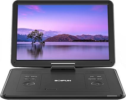 17.9" Portable DVD Player with 15.6" Large HD Screen, 6 Hours Rechargeable Battery, Support USB/SD Card/Sync TV and Multiple Disc Formats, High Volume Speaker,Black