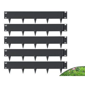 VEVOR Steel Landscape Edging, 5-pack Steel Garden Edging Borders, 39" L x 5" H Strips, Hammer-in Edging Border, Bendable Metal Landscape Edging for Yard, Garden, Lawn, 3.15" Spike Height, Black