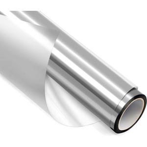 Window Privacy Film, One Way Window Film Daytime Privacy Static Cling Sun Blocking Anti UV Reflective Window Tint for Home Office 35.4 Inch x 19.6 Feet, Silver