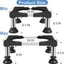 ToLanbbt Mini Fridge Stand Adjustable Height 8.3"-9.3" Washer and Dryer Stand Base with 4 Strong Feet Washing Machine Universal Stand Pedestal for 16"-24" Furniture Portable Appliance Black