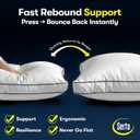 Serta Hotel Collection Bed Pillows King Size Set of 2, 400 Thread Count 100% Cotton Cover, Medium Support Gusseted Down Alternative Pillow for Back, Stomach or Side Sleepers, 18" x 34", White