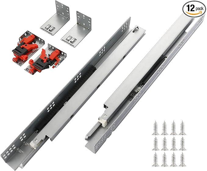 6 Pairs 21 Inch Undermount Soft Close Drawer Slides Full Extension,Heavy Duty, Concealed Drawer Rails,3D Locking Device and Brackets.