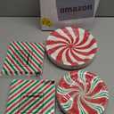 Uiifan 300 Pcs Christmas Paper Plates and Napkins Sets Peppermint Candy Disposable Tableware Decor 200 Red Striped Round Candy Paper Dinner Plates 100 Candy Paper Napkins for Xmas Candy Party