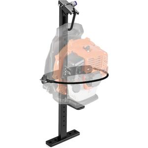 Backpack Blower Rack with Lock for Trailer  Heavy-Duty Thickened Steel Mount Fits 22"-26" Blowers, Anti-Theft Design for Open Trailers or Garage Storage, Black