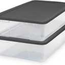 HOMZ Clear Plastic Storage Bins w/ Snaplock Lids, 28 Qt, Gray, 2 Pack