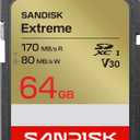 SANDISK 64GB Extreme SD UHS-I Card - Up to 170MB/s Read Speed and 80MB/s Write Speed, 4K UHD Video, U3, V30 - SDSDXV2-064G-GUCIN