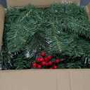 [ Timer & 8 Modes ] 9 Ft by 10 Inch 50 LED Prelit Christmas Garland Decorations Warm White Lights Thick 270 Snowy Tips 70 Red Berry 10 Pinecone Xmas Decor Garland Indoor