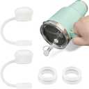 Silicone Spill Stopper Compatible with YETI Straw Cup, Mug Tumbler Accessories Including 2 Straw Cover Topper Cap, 2 Leak Proof Stopper (Clear)