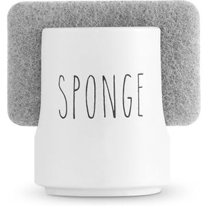 Ultimate Hostess Ceramic Sponge Holder for Kitchen Sink  White Sink Caddy Organizer  Farmhouse Kitchen Sponge Holder  Cute Ceramic Sponge Rest for Countertop