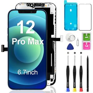 for iPhone 12 Pro Max Screen Replacement 6.7 inch, 3D Touch LCD Screen Display Digitizer Frame Assembly Repair Kit with Waterproof Seal+Repair Tools+Screen Protector for A2342, A2411, A2412, A2410