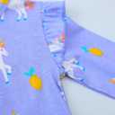 Toddler Girls Cotton Embroidery Applique Short Sleeve Dresses 2-7Y (#Lavender Unicorn)