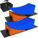 Camper Leveler, 2 Pack RV Leveling Blocks, Camper Wheel Chocks Up to 35,000 lbs, Heavy Duty Curved Levelers, RV Camper Leveler Kit with Anti-Slip Mats and Carrying Bag (Blue)