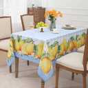 Romanstile Summer Tablecloth Rectangle, Lemon Flower Buffalo Plaid Decorative Table Cloths Stain Resistant Fabric Table Cover for Dinner/Party/Picnic/Indoor/Outdoor (Blue, 52 x 70 Inch)