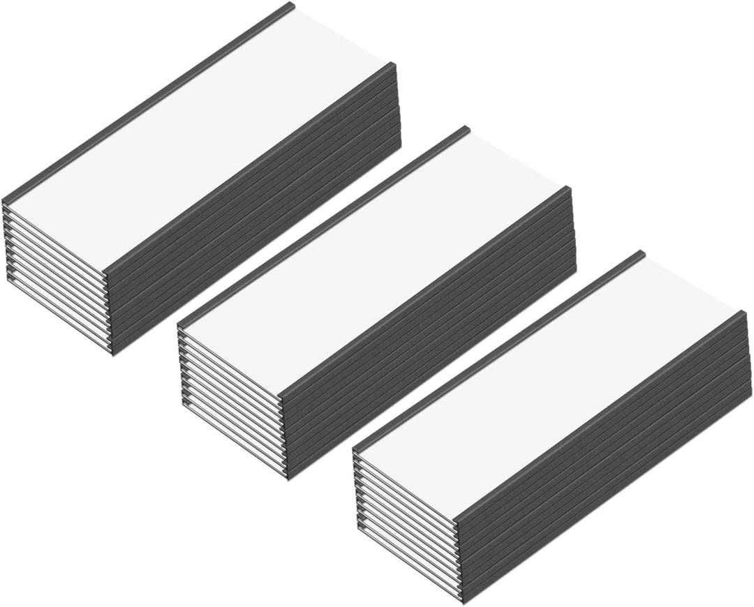 C Channel Magentic Label Holders 2x5.5 Inches with Paper Inserts and Clear Plastic Protectors,Magnetic Data Card Holders File Cabinet Labels,Pack of 50